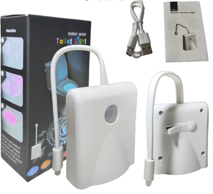 Toilet Bowl Light with Motion Sensor | Rechargeable 16 RGB Color LED Night Lamp with Star Projection for Fun Bathroom Use